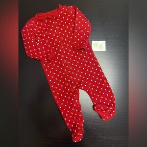⭐️2/$11.00⭐️ Carter’s 6m Red and Gold Heart Patterned Cotton Sleeper